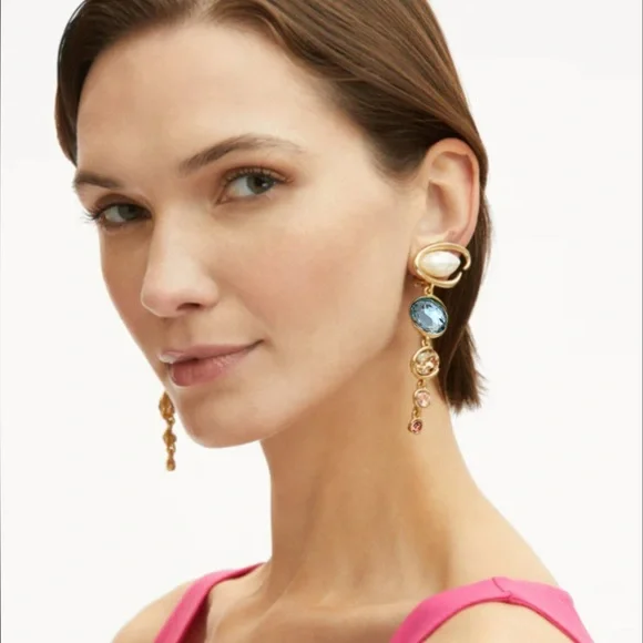 OSCAR DE LA RENTA • chalcedony blue Multi O-Shape Baroque Pearly Earrings